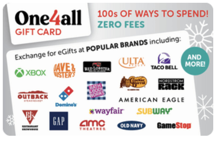 One4all Holiday Gift Card for multiple merchants